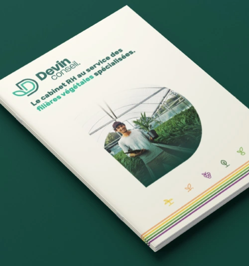 Brochure design pour le cabinet de Ressources Humaines Devin Conseil