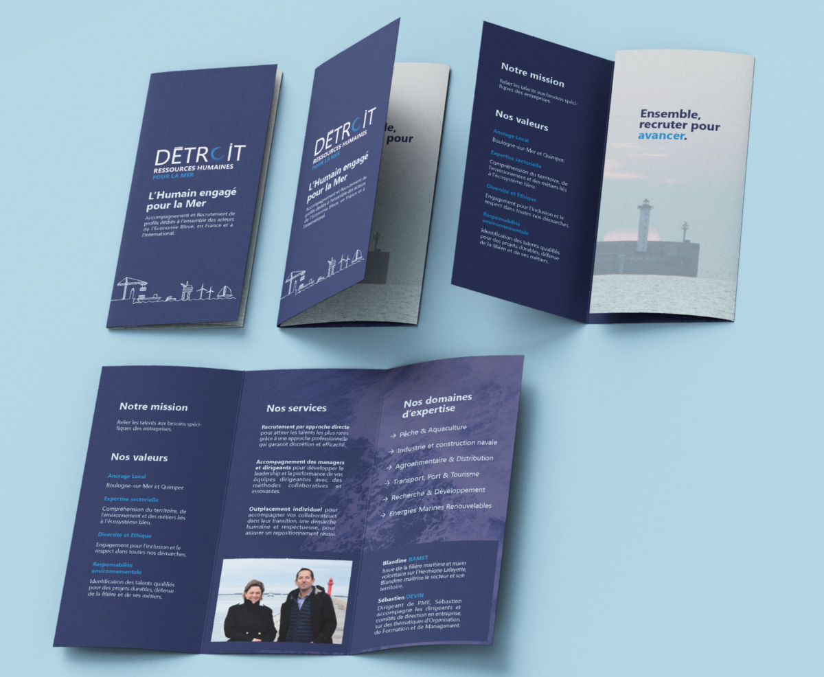 Brochure design pour le cabinet de Resources Humaines Detroit RH